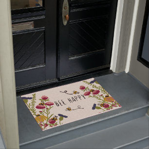 Felpudo Bee Happy Doormat , Funny Bee Mat Decoración De C