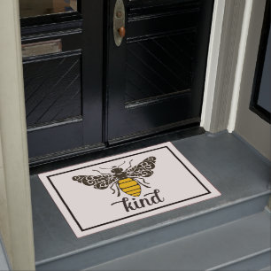 Felpudo Bee Kind Sé amable Ornate Bee Doormat