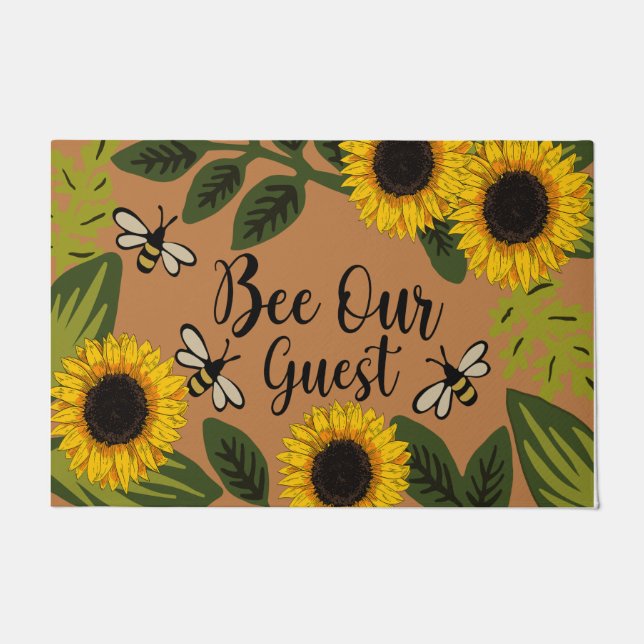 Felpudo Bee Our Guest Sunflower Garden Mat, Regalo de jard (Anverso)