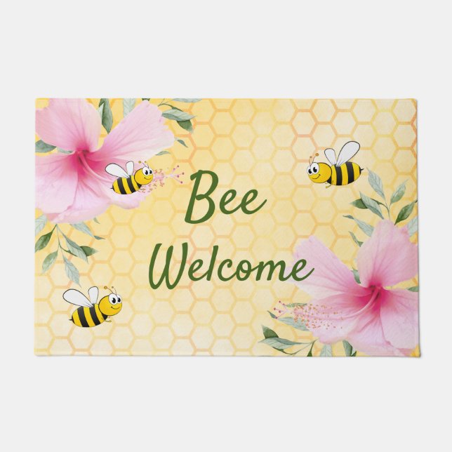Felpudo Bee Welcome bumble abejorros amarillos (Anverso)