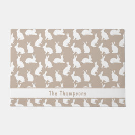 Felpudo Beige And White Bunnies With Family Name Easter