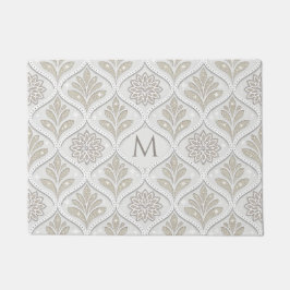 Felpudo Beige & White Sparkling Quatrefoil Pattern
