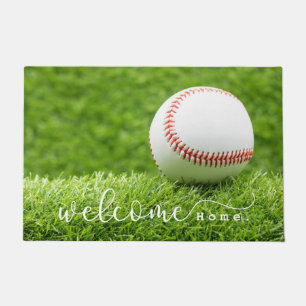 Felpudo Béisbol Bienvenido a casa con césped verde