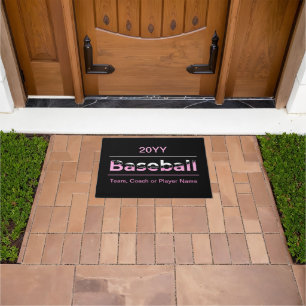 Felpudo Béisbol para niñas - Tipografía geométrica rosa