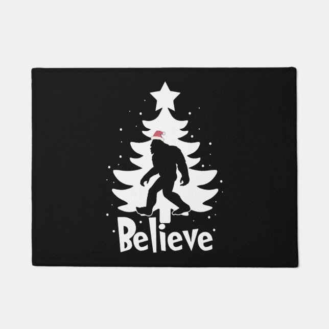 Felpudo Believe Yeti Bigfoot Sasquatch Navidades Santa (Anverso)