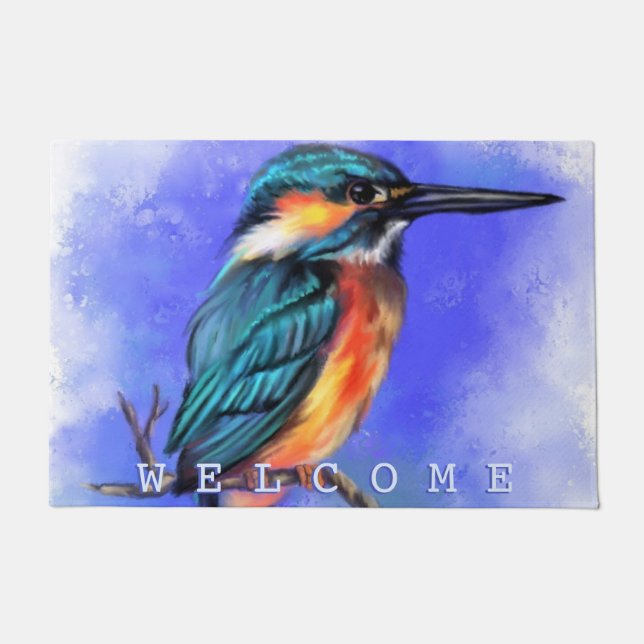 Felpudo Bella bienvenida de Bird Bird Kingfisher (Anverso)