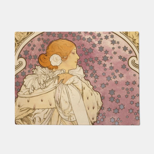 Felpudo Belleza de mujer mucha Art Nouveau (Anverso)