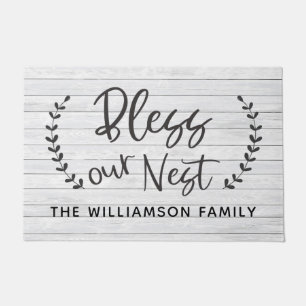 Felpudo Bendice nuestro Nest Rustic Farmhouse Laurel