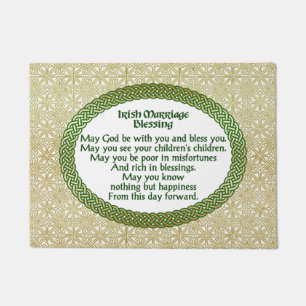 Felpudo Bendición irlandesa de la boda, oro y boda verde