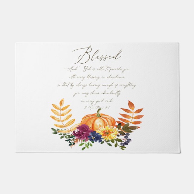 Felpudo Bendiciones en abundancia calabazas y mamáes caída (Anverso)