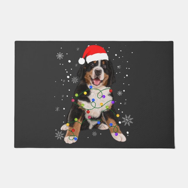 Felpudo Bernese Mountain Dog ilumina a Navidades coincidie (Anverso)