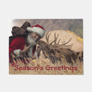 Felpudo Besando Santa y Moose Doormat