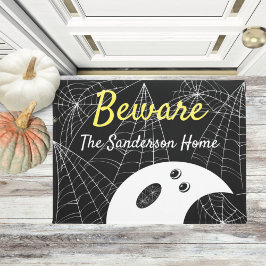 Felpudo Beware Modern Minimalistic Ghost Halloween Family