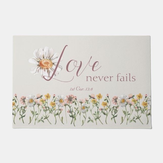 Felpudo Biblia cristiana contra flor silvestre (Anverso)