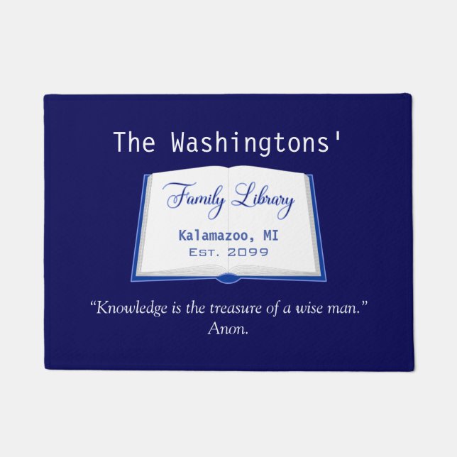 Felpudo Biblioteca de la Familia con Cuadros de Dibujo y O (Anverso)