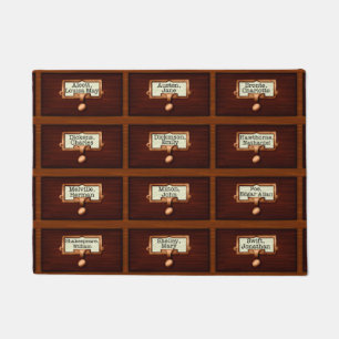 Felpudo Biblioteca Libros Catálogo de tarjetas de madera 