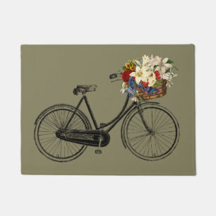 Felpudo Bicicleta puerta de flores mat taupe