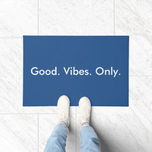 Felpudo Bien. Vibes. Solo. Personalizable Blanco Y Azul