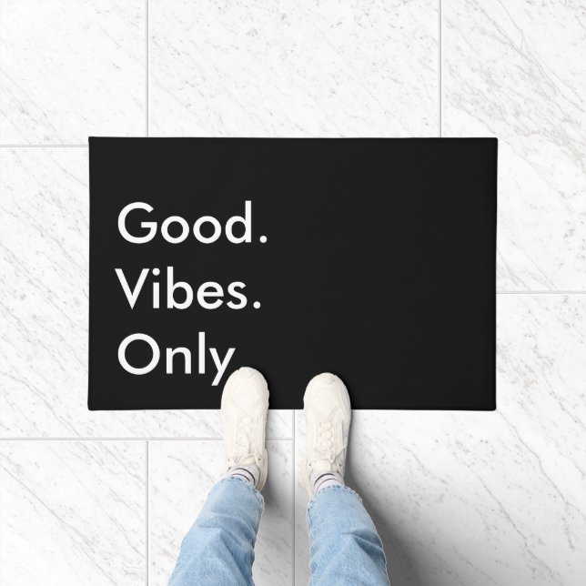 Felpudo Bien. Vibes. Solo. Personalizable Blanco Y Negro (Interior)