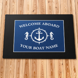 Felpudo Bienvenida a bordo nombre barco Anchor Seahorse Na