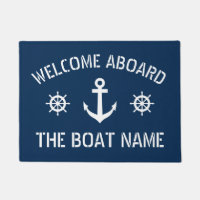 Bienvenida a bordo nombre barco ancla náutica azul