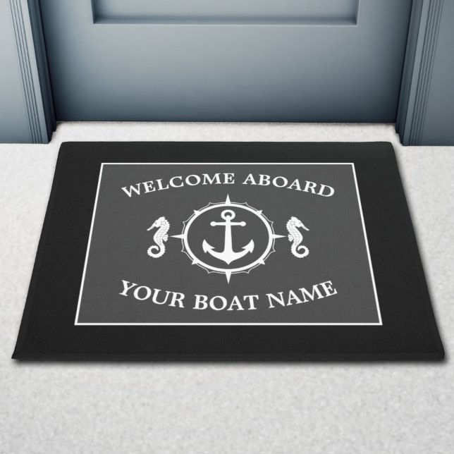 Felpudo Bienvenida a bordo nombre barco nautical Anchor Se (Subido por el creador)