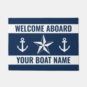 Felpudo Bienvenida a bordo personalizado nombre barco icon