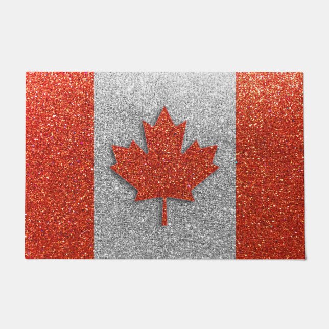 Felpudo Bienvenida a Canadá, Purpurina de bandera canadien (Anverso)