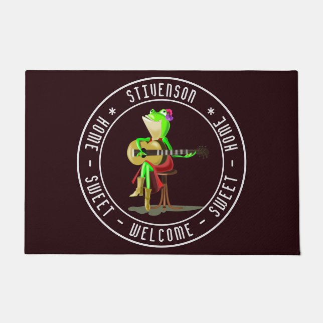 Felpudo Bienvenida a casa dulce de Guitar Frog Doormat (Anverso)