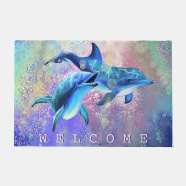 Felpudo Bienvenida a Couple Dolphin Doormat (Anverso)