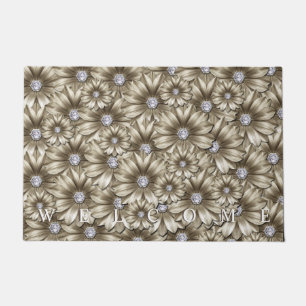 Felpudo Bienvenida a Doormat de las flores de diamantes