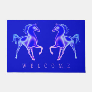 Felpudo Bienvenida a Doormat de los Caballos Azules