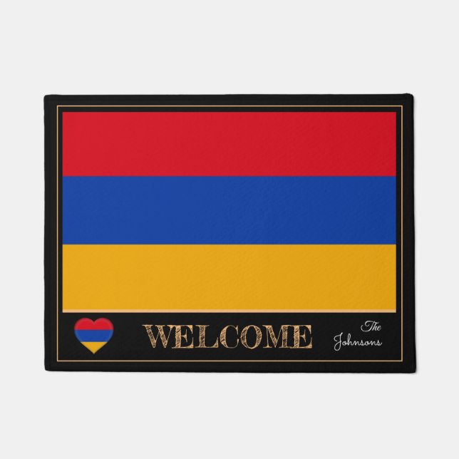 Felpudo Bienvenida a esteras/deportes de la bandera armeni (Anverso)