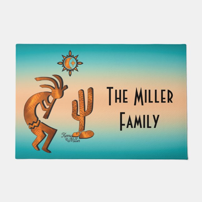 Felpudo Bienvenida A Kokopelli Y Cactus (Anverso)