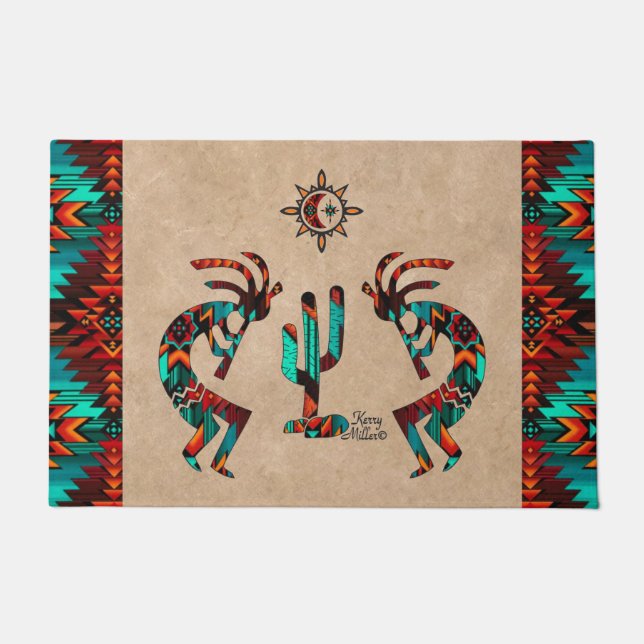 Felpudo Bienvenida A Kokopelli Y Cactus (Anverso)