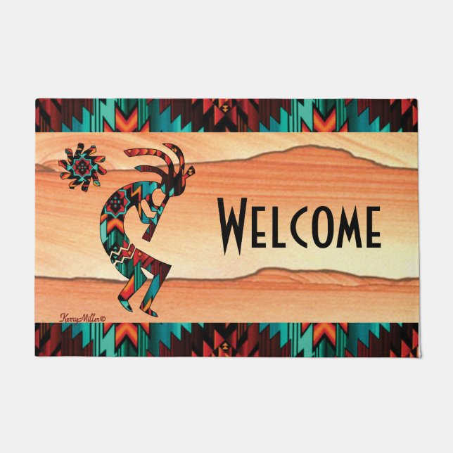 Felpudo Bienvenida A Kokopelli Y Cactus (Anverso)
