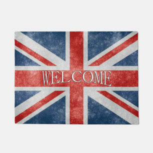 Felpudo Bienvenida a la bandera británica con problemas