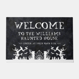 Felpudo Bienvenida a la casa de Halloween Personalizado  N