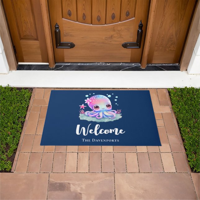 Felpudo Bienvenida a la Creatura Cuta Octopus Sea (Exterior)