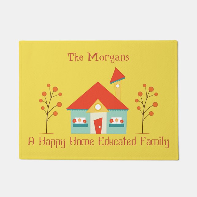 Felpudo Bienvenida a la familia educada en casa feliz (Anverso)