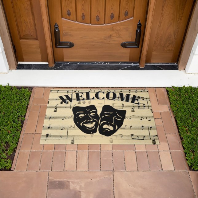 Felpudo Bienvenida a la música antigua y máscaras teatrale (Exterior)