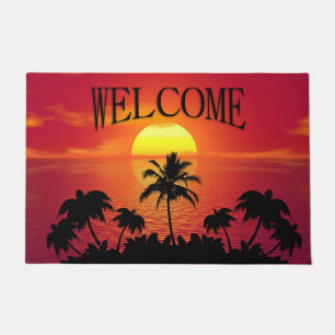 Felpudo Bienvenida a la Playa Tropical Red Sun