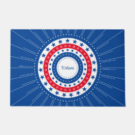 Felpudo Bienvenida a las Estrellas Americana Roja, Blanca 