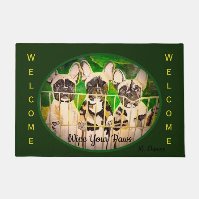 Felpudo Bienvenida a los Bulldoges franceses (Anverso)