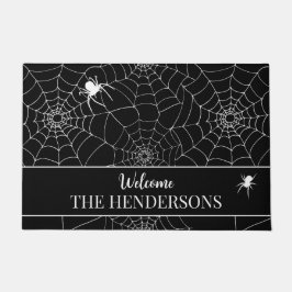 Felpudo Bienvenida a los Cobwebs de Halloween Spiders