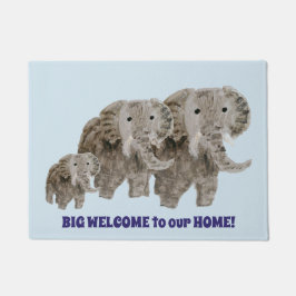 Felpudo Bienvenida a los Elefantes de Arte Animal Salvaje