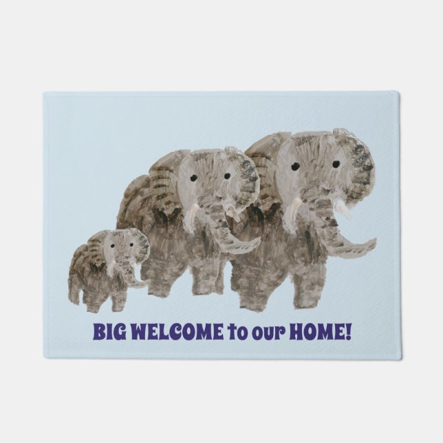 Felpudo Bienvenida a los Elefantes de Arte Animal Salvaje (Anverso)