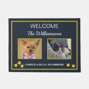 Felpudo Bienvenida a los Mascotas de fotografía personali
