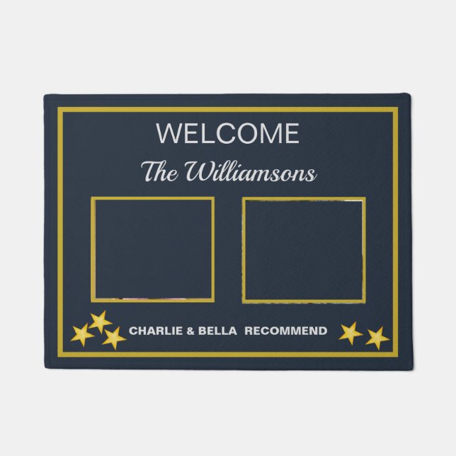 Felpudo Bienvenida a los Mascotas de fotografía personaliz (Anverso)