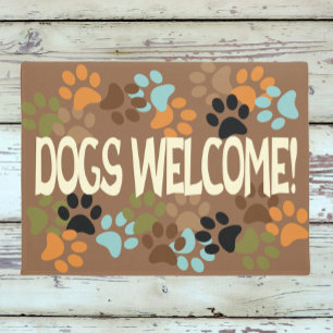 Felpudo Bienvenida a los perros con diseño de huella digit